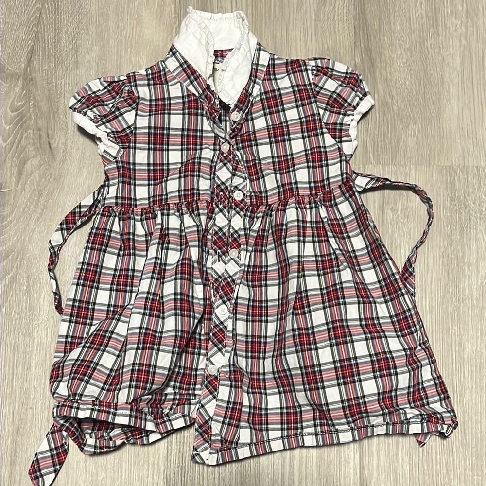 Plaid Kids Shirt with Ruffle Collar - Picture 1 of 1